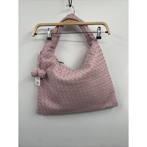 Alyssa Hobo Bag Womens Pink Dusty Rose Woven Leather Slouchy Shoulder Bag NWT
